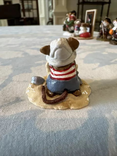 Wee Forest Folk M-76 Beach Mousey Mouse Miniature Figurine Sand Castle Red White 3