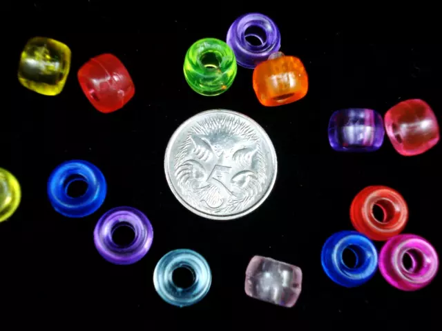 Pony Beads 9x6mm Mix Transparent 100pc DIY Jewellery Hair Party FREE POSTAGE 2