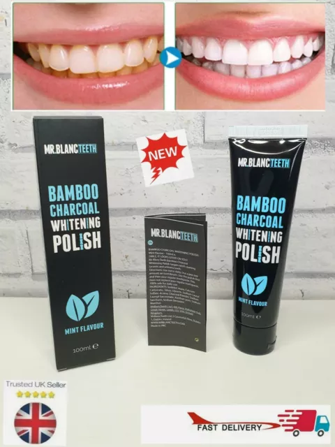 GENIUNE Mr Blanc Teeth BAMBOO CHARCOAL Natural Whitening Polish 100ml