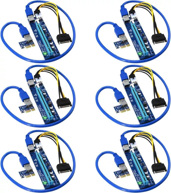 PCI-E x1 To PCI-E x16 6-Pack Mining PCIE GPU Mining Riser