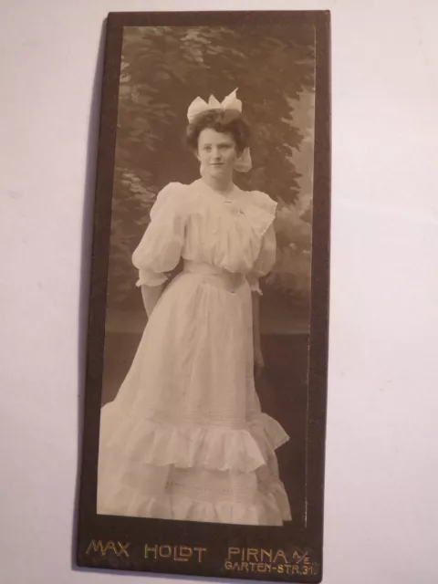 Pirna a. E. - standing young woman - girl in dress - portrait / CDV