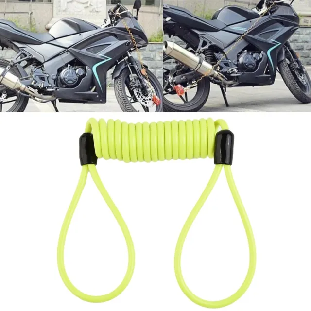 Motorbike Disc Lock Reminder Safety Tool Cable Coil Motorcycle Security 120cm