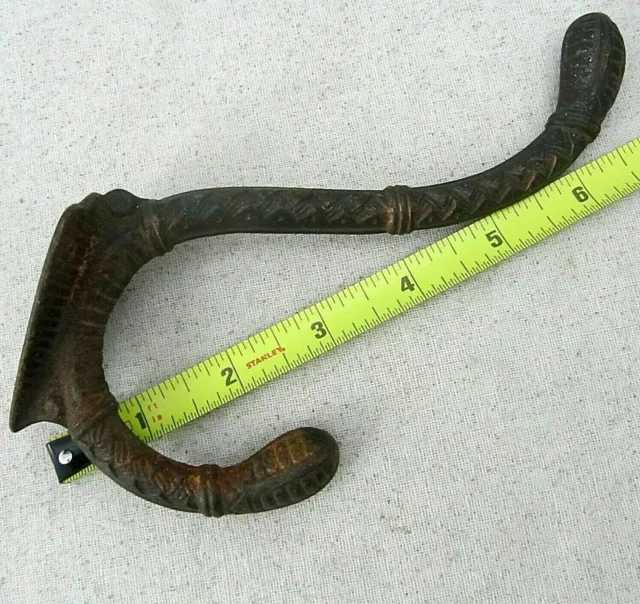 Large Antique Cast Iron Hat Coat Robe Clothes Jacket Hook Architectural Fancy