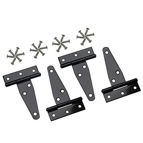 4PCS T Hinge Shed Hinge Gate Strap Hinge Black Door Barn Gates Hardware