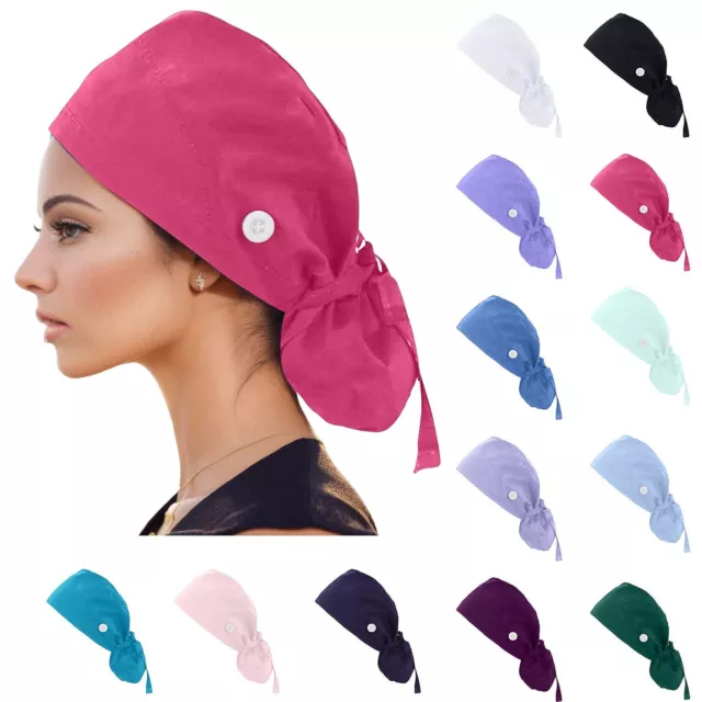 And Womens With Sweatband Mens For Cap Hat With Buttons Scrub Bouffant Baseball