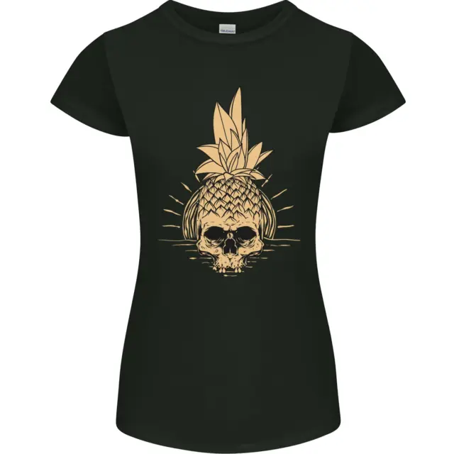 Pineapple Skull Gothic Biker Surfing Womens Petite Cut T-Shirt