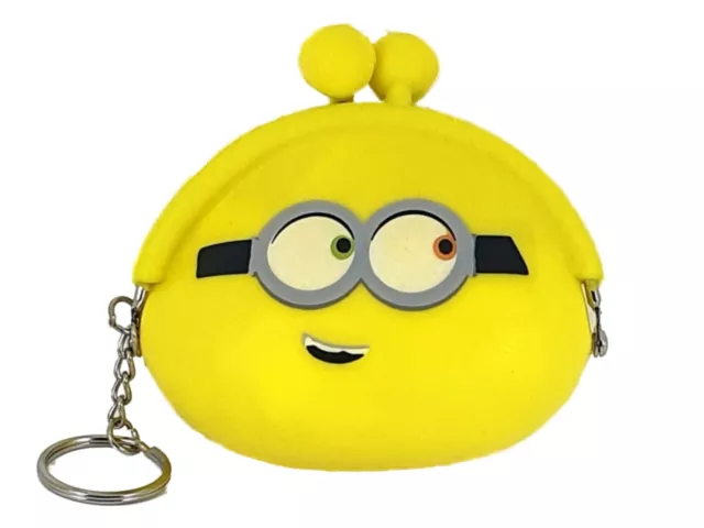 Minions Coin Purse With Keyring Licensed Despicable Me Silicone Twist Closing