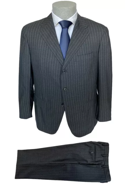 Abito uomo SUTOR MANTELLASSI, tg 52 DROP 7 grigio gessato in fresco lana, -70%.