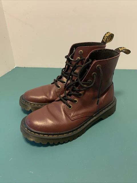 DR. MARTENS LUANA Cherry Red Leather Combat Boots Women s Size 7 53.99 PicClick