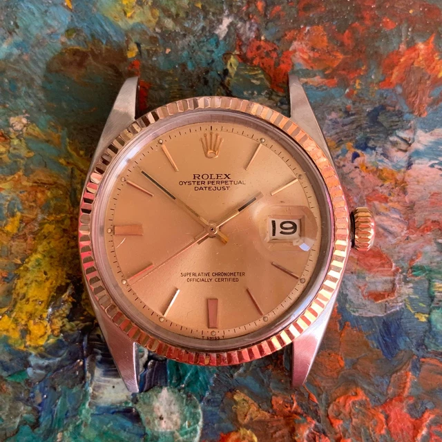 Rare Rolex Oyster Perpetual Datejust 1601 Steel & Pink Gold 36Mm Genuine #5437 Rare Rolex Oyster Perpetual Datejust 1601 Steel & Pink Gold 36Mm Genuine #5437