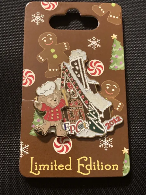 Disney Wdw Gingerbread House 2012 Epcot Duffy Bear Pin On Card Le 2500