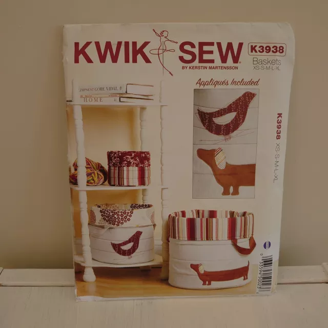 Kwik Sew K3938 Nora's Nest in Baskets with Appliques 5 Sizes XS-XL Uncut