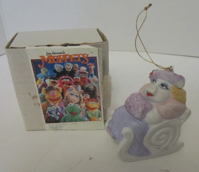 Vtg 1979 Sigma Jim Henson Muppets Miss Piggy in Sleigh Christmas Ornament w/Box