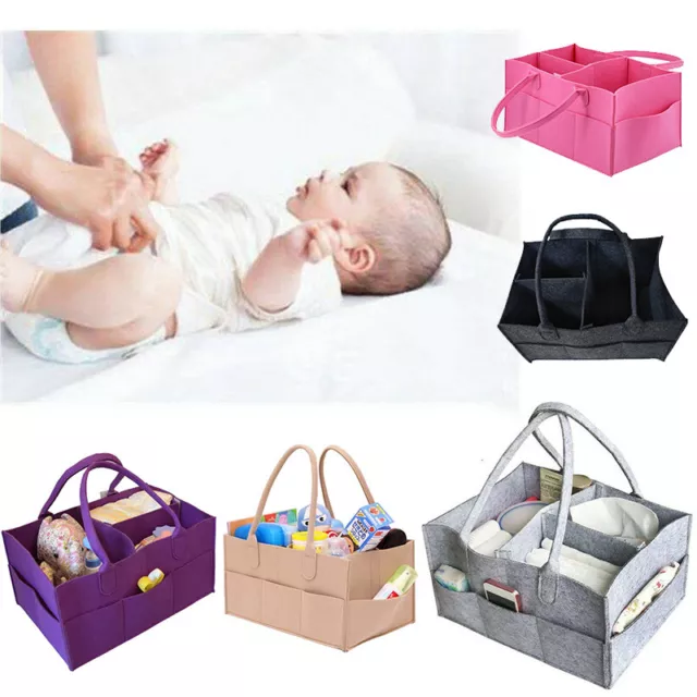 Baby Diaper Organizer Caddy Felt Changing Nappy Kids Storage Carrier Bag N7
