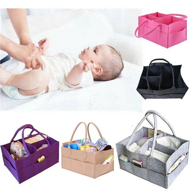 Baby Diaper Organizer Caddy Felt Changing Nappy Kids Storage Carrier Bag N7