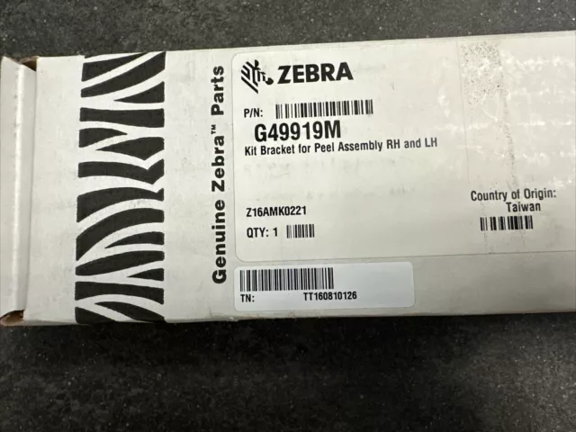 New In Box Zebra G49919M; Kit Bracket for Peel Assembly RH & LH