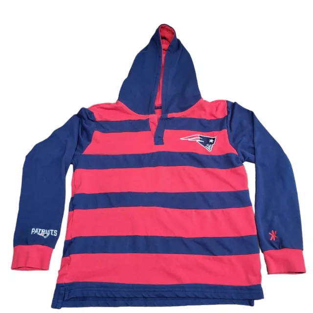 New England Patriots Boys Shirt Red Blue S Hoodie Rugby Logo Cotton Blend