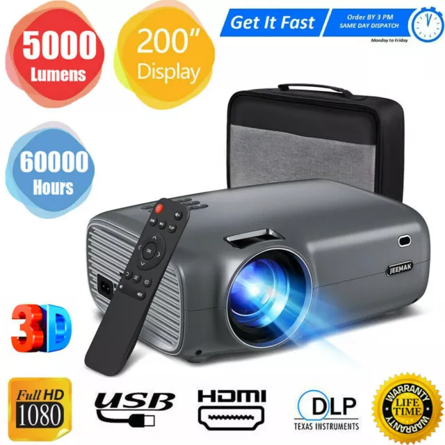 Portable 1080P FHD Home Projector USB HDMI AV SD VGA Mini Theater Cinema Movie