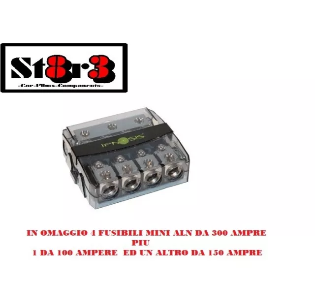 IPNOSIS IPH-S450 PORTAFUSIBILE DISTRIBUTORE 4 USCITE 50mm 0AWG FUSIBILI AUTO AMP