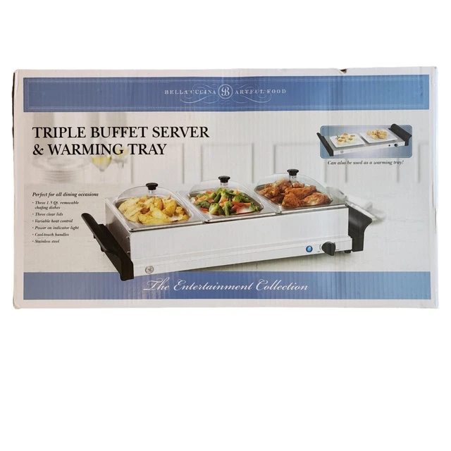 BUFFET SERVER AND Warming Tray Bella Cucina Triple Server Brand New In