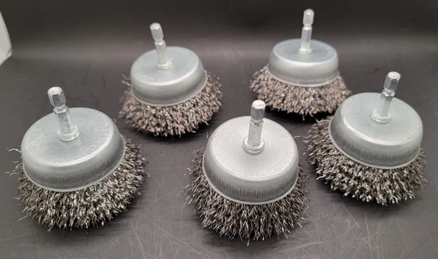 2”Stainless Steel Crimped Wire Cup Brush 1/4”Hex Shank for Impact Driver Drill