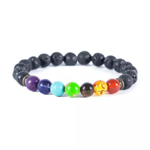 Bracelet Chakra Healing Beads Lava Natural Reiki Stone 7 8mm Gemstone Meditation