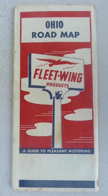 1951 Ohio  road  map Fleet-Wing  oil  gas