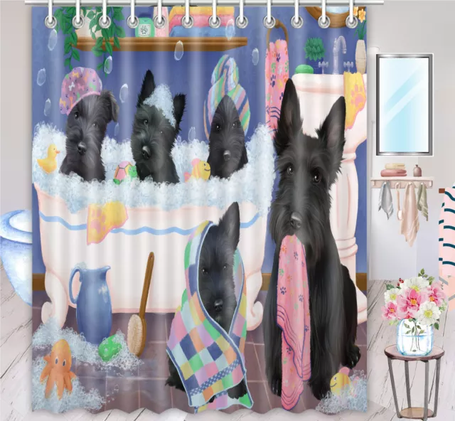 Halloween Scottish Terrier Dog Shower Curtain Bathtub Screens Personalized Hooks