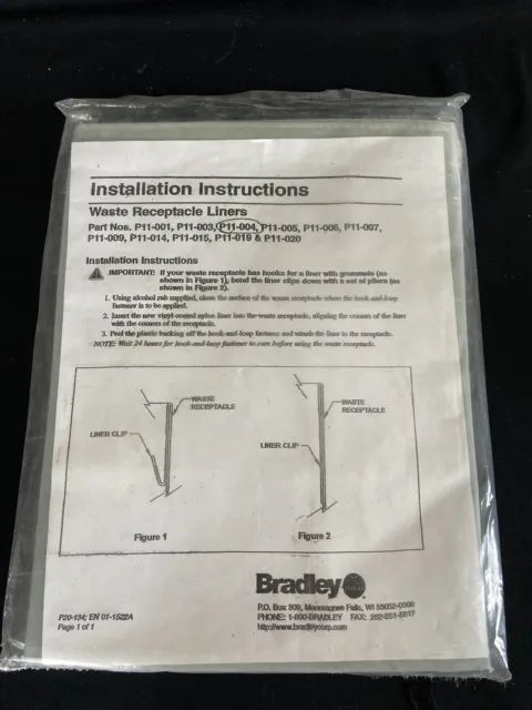 Bradley Waste Receptacle Liner P11-004 Peel-And-Stick Vinyl 12 Gallon Capacity