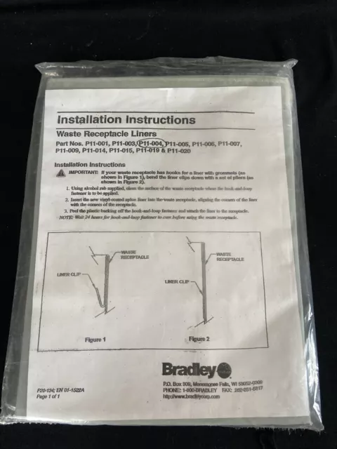 Bradley Waste Receptacle Liner P11-004 Peel-And-Stick Vinyl 12 Gallon Capacity