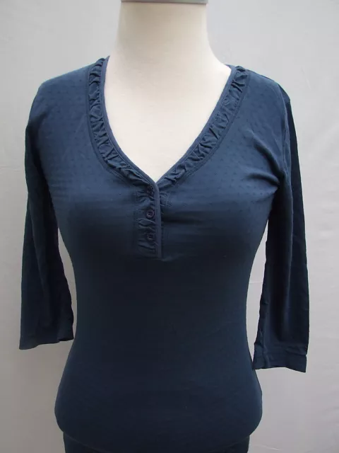 Fat Face Navy Ladies Pointelle Jersey Lounge Pj  Top  Bnwot