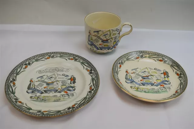 Burgess & Leigh Burleigh Ware Cup, Saucer, & Plate Godspeed The Plough Set of 3