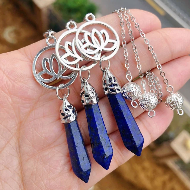 3pcs Lapis Lazuli Stone Chakra Pendulum Pendant Energy Reiki Healing Amulet