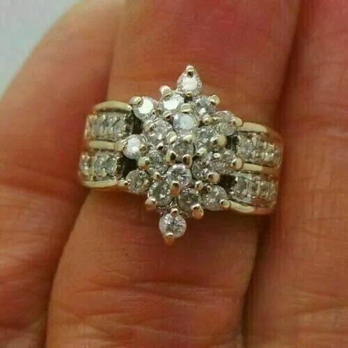 Bague de fiançailles en diamant simulé taille ronde 2 carats plaquée or...