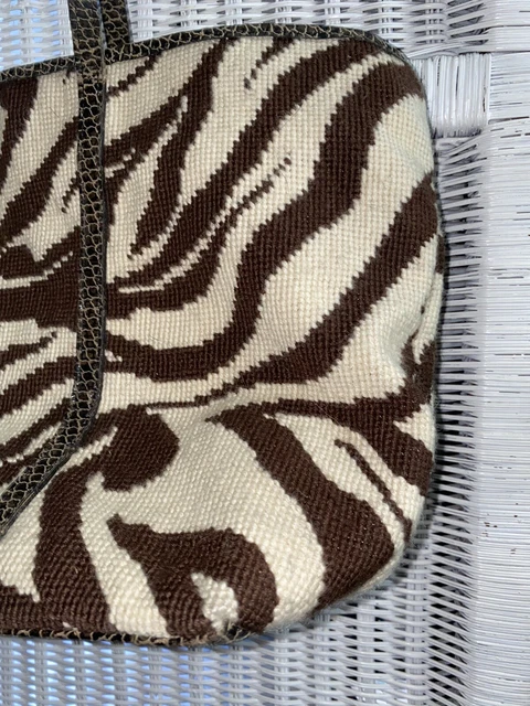 Clever Carriage Co handbag Tote Bag Zebra Leopard Upholstery Croc Embossed Brown 5