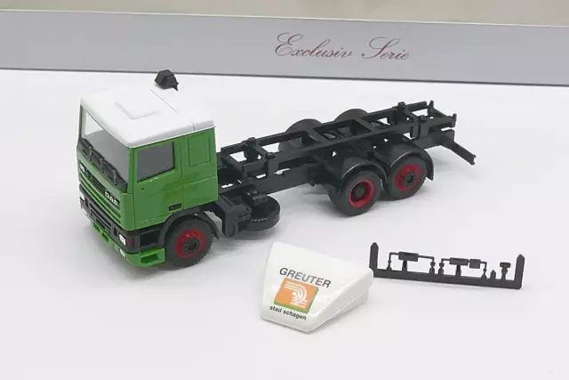 D032 HERPA LKW DAF 95 380 ATi SC 3Achs Wechselbrücken-Lkw unbedruckt Greuter NEU