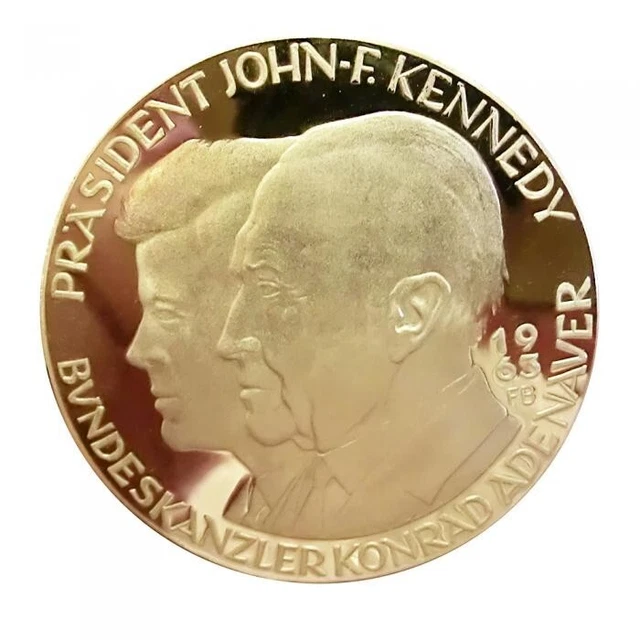 KLEINE GOLDMEDAILLE &PRÄSIDENT John F. Kennedy / Bundeskanzler Konrad