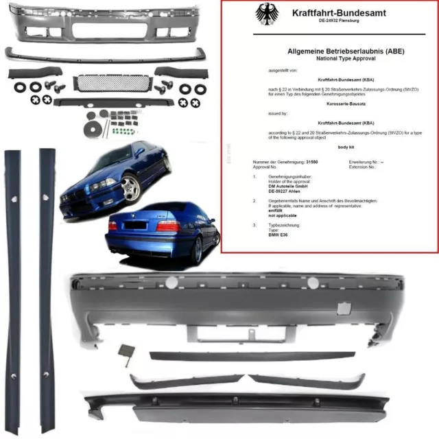 Pare-chocs BODYKIT complet avant arrière côté + ABE pour BMW E36 aussi M Pack M3