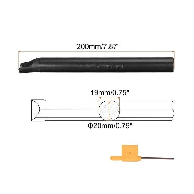 Porte-outil Tournage S16Q-SCLCR09 + 10 Inserts CCMT09T304 - Tige 16 Mm, Pour Tour CNC, Métal