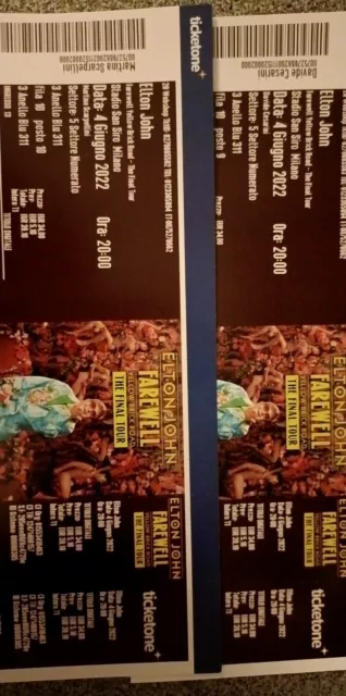 ELTON JOHN biglietti concerto Elton John Milano San Siro Sabato 4 Giugno
