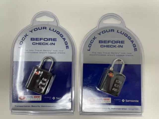 Two Samsonite "Lock Your Luggage Before Check-In" Lock..Travel Sentry Certified
