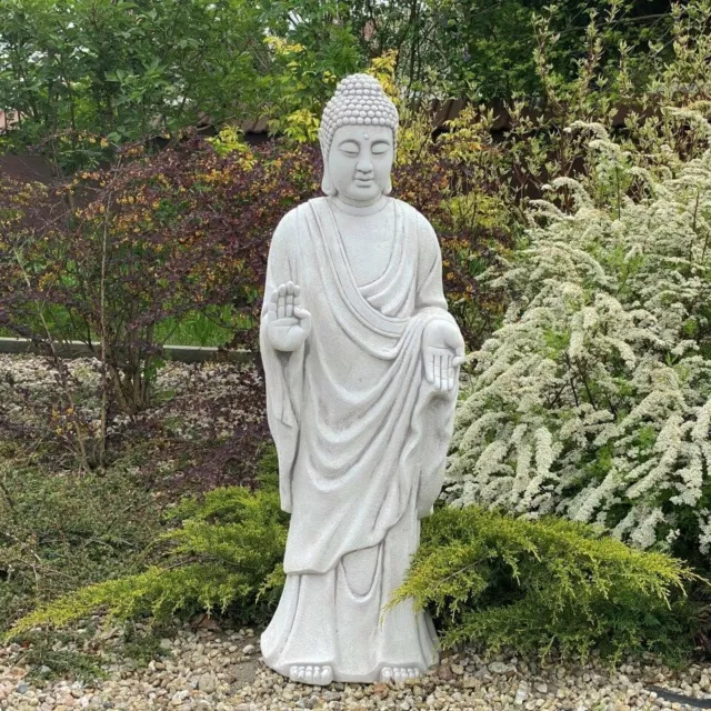 Massiccio Figura di Pietra Buddha Monaco Grande Guardiano Del Tempio colata