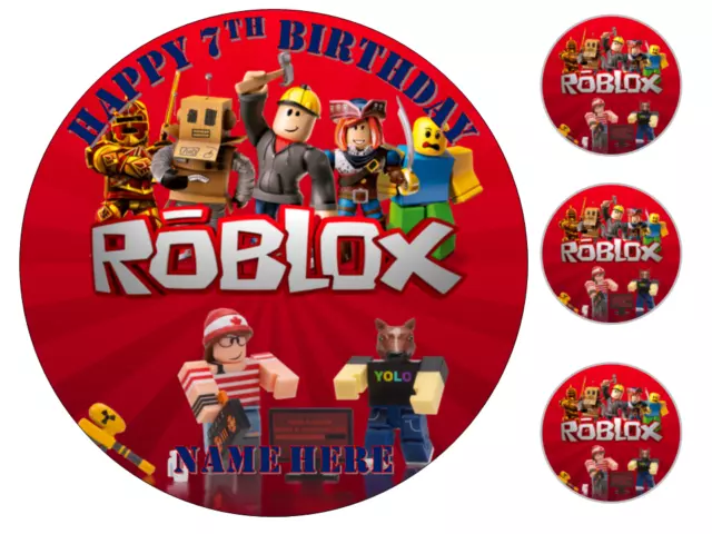 ROBLOX PERSONALISED Edible round Cake Topper on wafer icing on A4