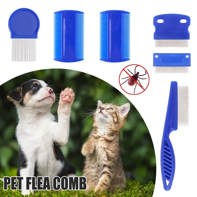 6 Pcs Pet Flea Combs, Fine Teeth Pet Comb Grooming Set for Cat Dog Flea Lice