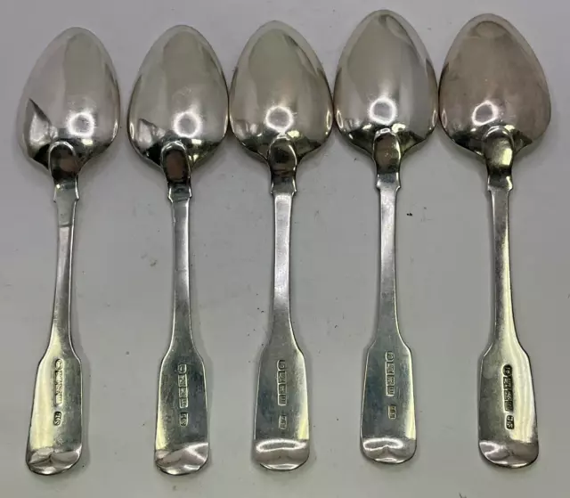 Antique Georgian English Sterling Silver Spoons Set of 5 2