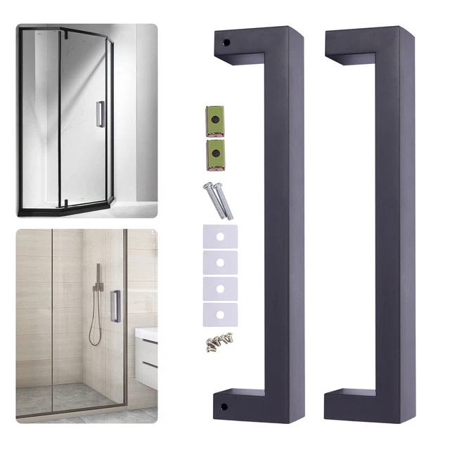 2 x  Modern Contemporary Door Handles Entry Handle Pull Push Matte Black Handle