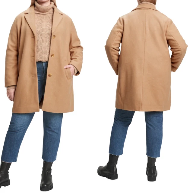 Gap Womens Long Overcoat Topcoat Wool Blend Size XL Pockets Camel lined New