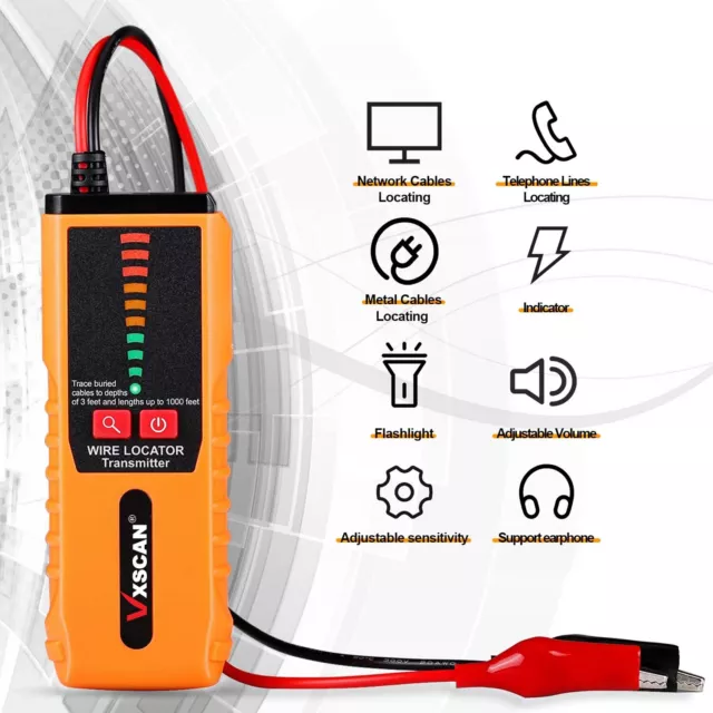 VXSCAN Underground Network Line Finder Cable Tracker Tester Electric Wire Tracer 2