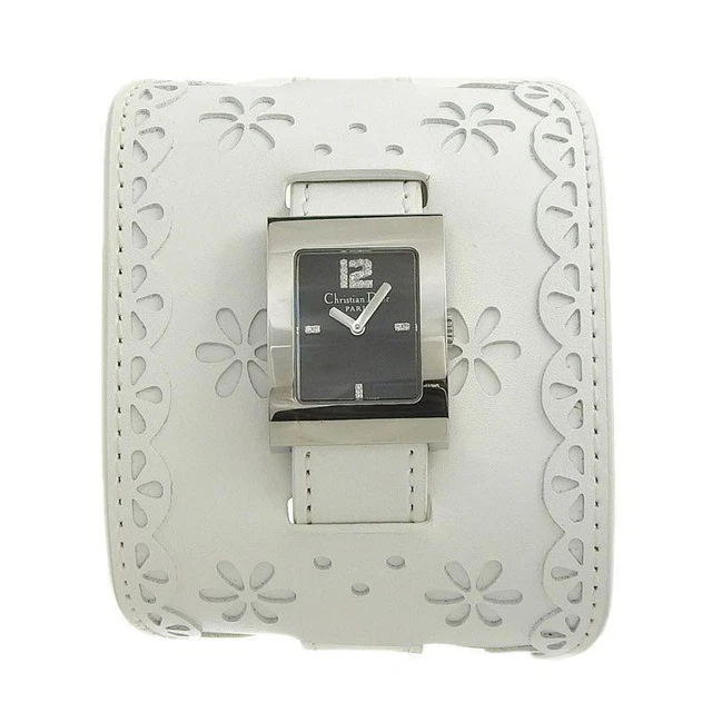 Christian Dior Maris Quartz Leather Stainless Ladies Watch Pre-Owned [b0313]
