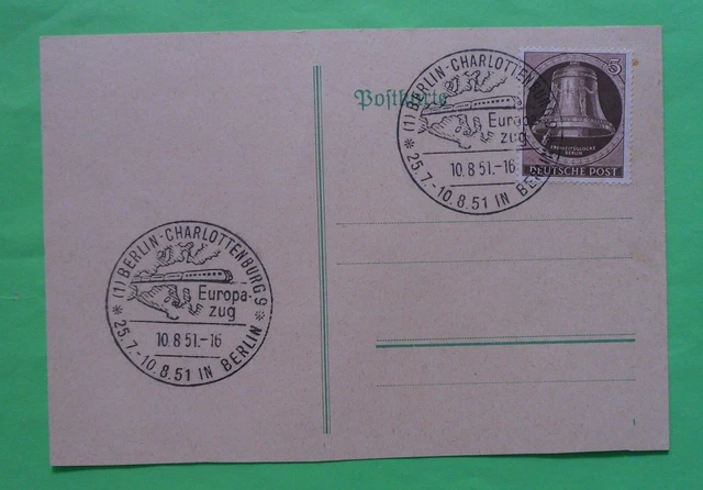 Berlin = Mi. Nr. 75, Glocke links = 5 Pf auf Karte = Sonderstempel
